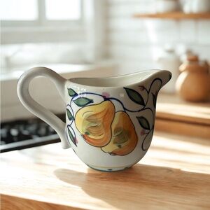 Vintage Yellow and Green Ceramic Art Pitcher